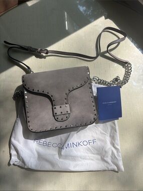 Rebecca Minkoff Grey Studded Leather Crossbody Bag